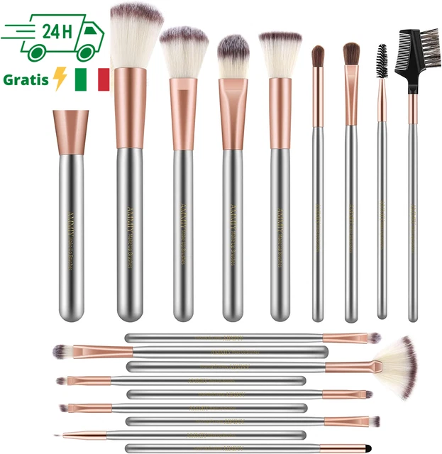 Set Di Pennelli per Trucco Da 18 Pezzi, Set Pennelli Make up Professionale, Penn