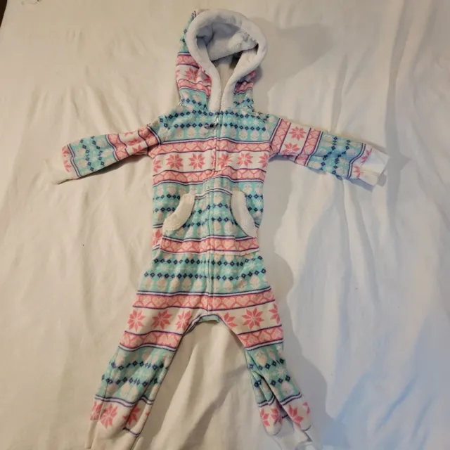 Carter's Baby Girl Coverall Jumper w/Hood 12M Soft Fuzzy Multiple Color Design
