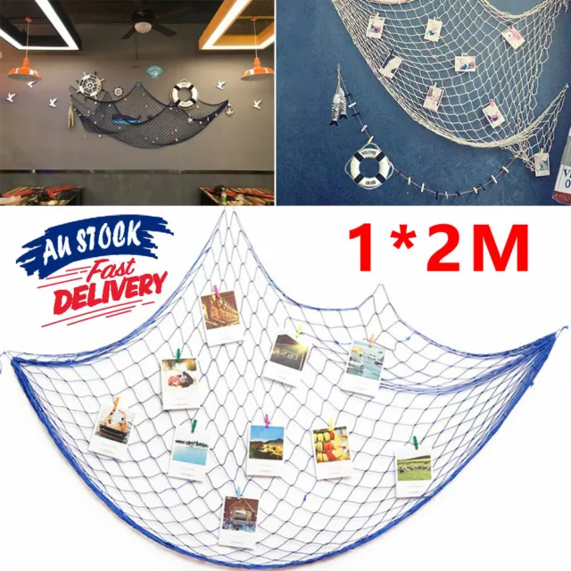 Fishing Net Decor Decorative Nautical Party Beige/Blue Beach DIY Mediterranean