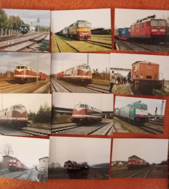 12 Fotos Deutschland und Tschechien, Eisenbahn, Diesel- und E-Loks, Triebwagen