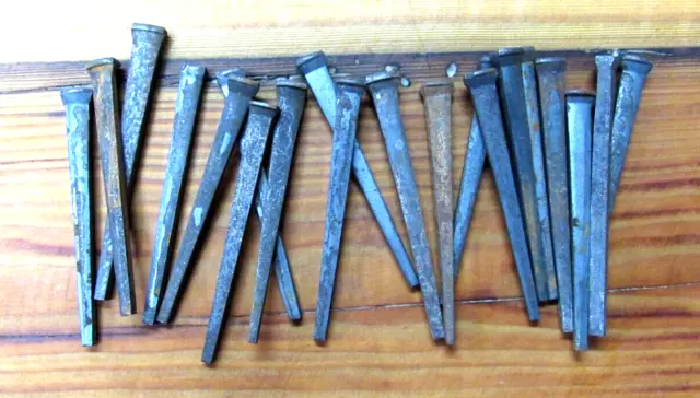 20 Vintage 3 1/2 INCH Square Cut Nails Flat Head - New Old Stock Nails