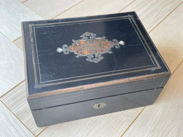 Coffret à Bijoux Ancien En Bois Et Métal – Vintage – État Très Bon