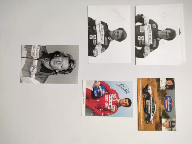 5 autographes de'anciens pilotes de F1  sur photos .