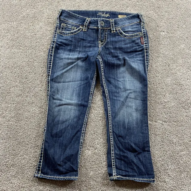 Silver Jeans Womens 27 Measures 30X21 Blue Mckenzie Capri Low Rise