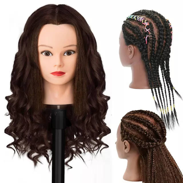 100% Human Hair Women Mannequin Head Manikin Cosmetology Trainning Doll Head