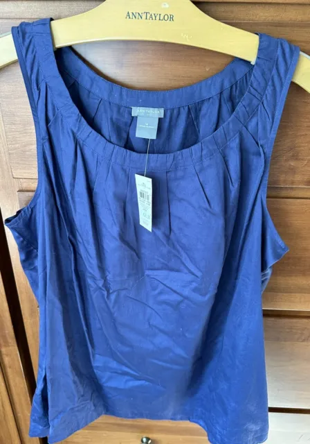 ANN TAYLOR stunning dark blue blouse size 18