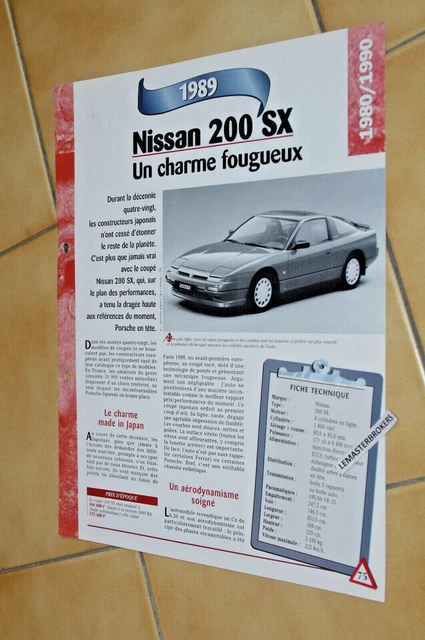 NISSAN 200/SX 1989 - Brochure feuillet Hachette (Fiche technique automobile)