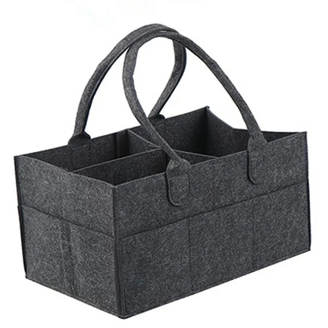 Caddy Felt Nappy Kids Carrier Bag Storage Baby Changing Grey Diaper Organizer