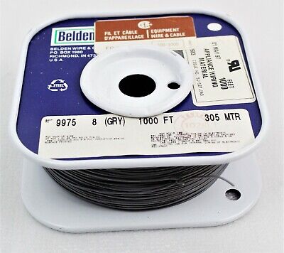 BELDEN 9975 008 GREY PVC HOOK-UP WIRE Solid Tin CU 24 AWG 1000' - Open Box