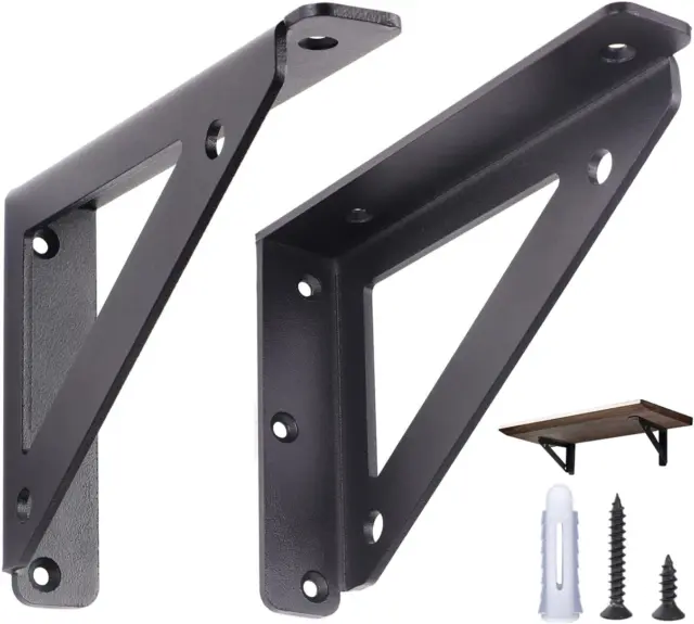 Shelf Brackets Heavy Duty Triangular Bracket Fastener Support Extra Thick Black
