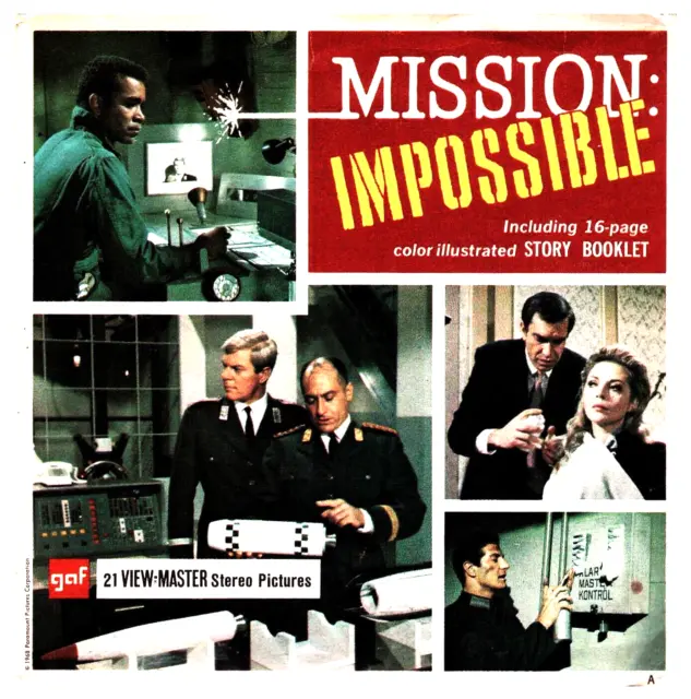 3 View-Master Stereo 3D Reels # B505,Mission Impossible,Amazing CBS-TV Adventure