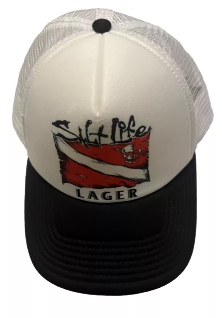 Salt Life Lager Mesh Snapback Trucker Hat Cap White & Black