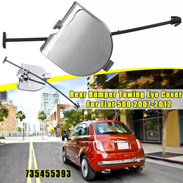 Auto Rear Bumper Towing Hook Eye Cover Cap Plastic Chrome For Fiat 500 2007-2012