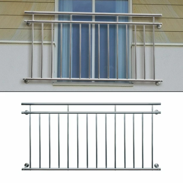 Ringhiera Balcone Francese In Acciaio Inox 90x100cm - Stile Parigino Con 7 Barre Di Sicurezza - Foto 2