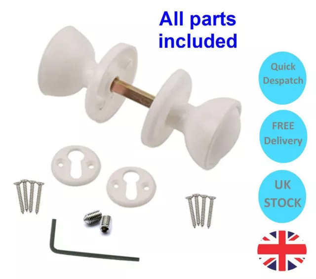 Plastic Rim / Mortice Door Knob Set Brown, Black or White For Shed Gate Doors