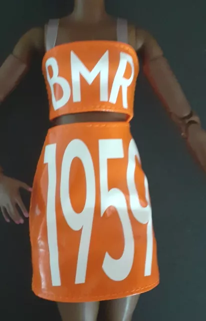 Barbie Doll Clothes BMR 1959 Original Fab Orange PVC Logo Skirt & Top. NEW!!