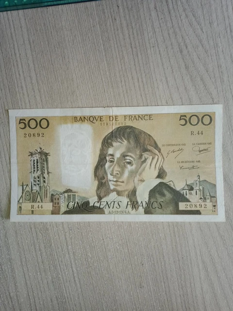 FRANCE BILLET 500 Francs Pascal Du 5.12.1974 Recherché EUR 18,50