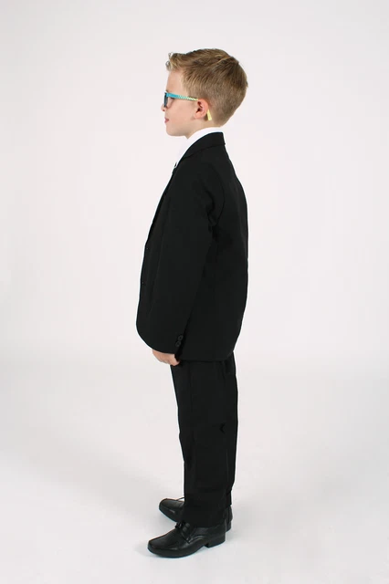 Abiti per ragazzo ragazzi abito nero 5 pezzi slim vestibilità pagina matrimonio ragazzo abito da festa formale 3