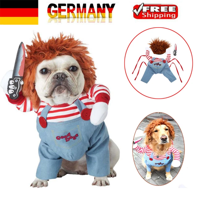 DE Haustier Hunde Katze Halloween Kostüm Cosplay Deadly Doll Party Kleidung XL
