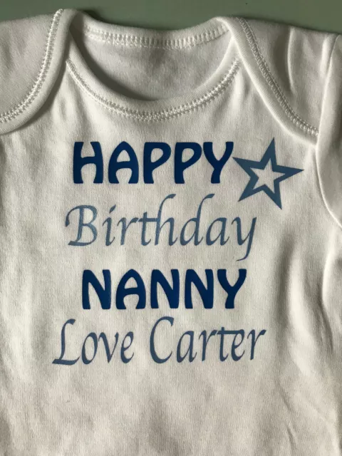 Personalised Baby Vest Grow Body Suit New Nanny/Grandad/Uncle Birthday Born Gift