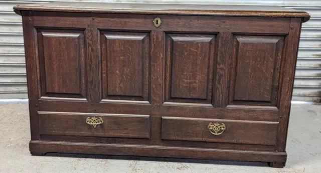 A late 18th Century solid oak mule chest/ coffer or bedding chest