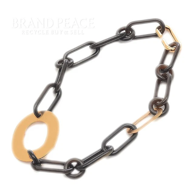 Hermes Buffalo Horn Necklace Brown/Rose Gold Second Hand Bp
