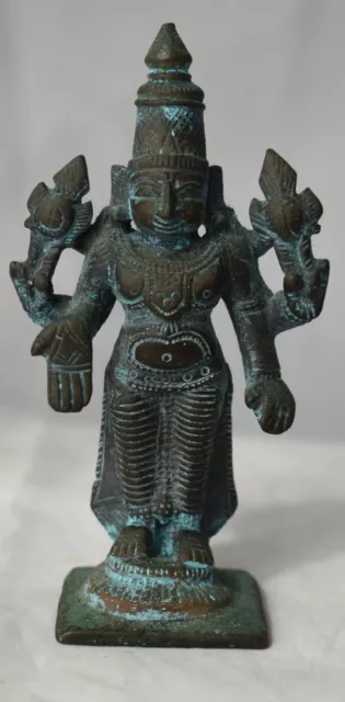 Antique 19th Century Copper Tibet Buddha Tara Figurine Altar Statue Green Patina