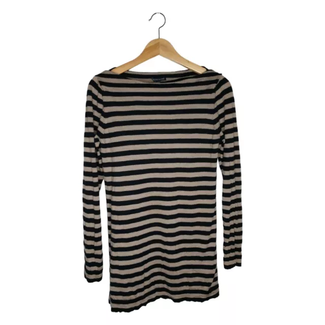 Eileen Fisher Merino Wool Striped Boat Neck Sweater Size M