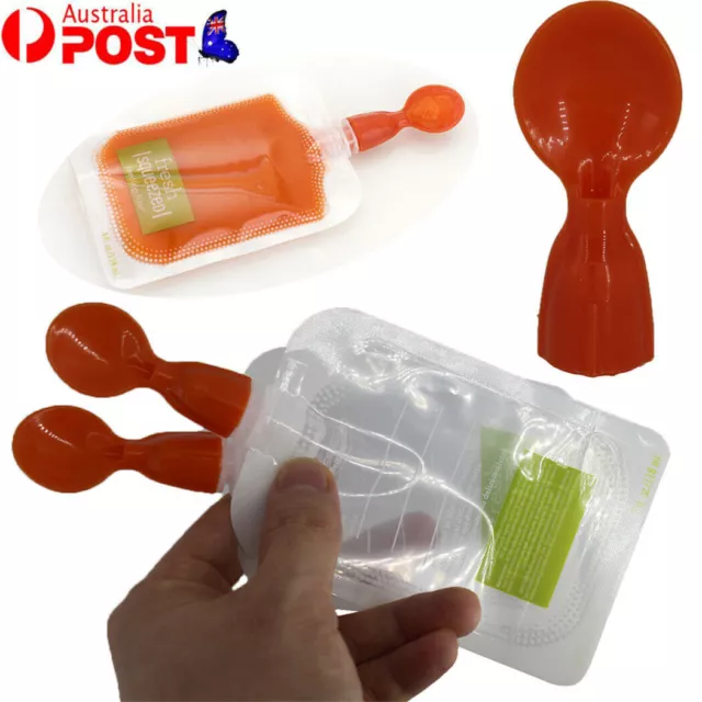 Silicone Squeeze Soft Tip Baby Feeding Spoons for Reusable Food Pouch AU 2Pcs