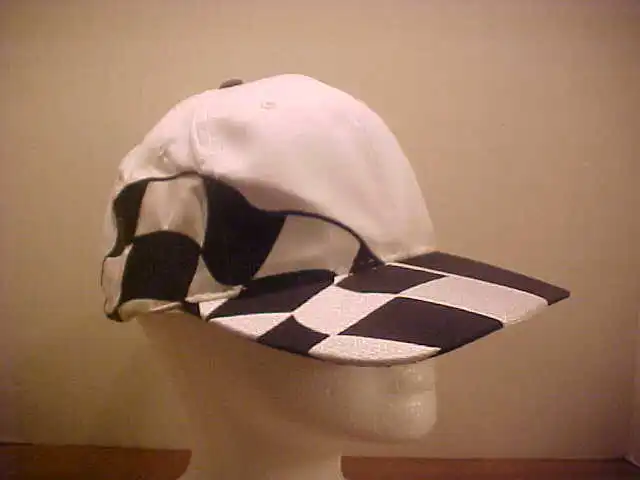 Black and WhiteCheckered Flag, BALL CAP Trucker Hat Embroidered, Vintage