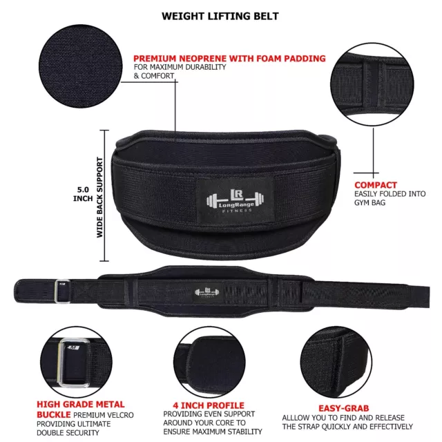 Weight Lifting Belt Gym Training Neoprene Fitness Workout Double Support