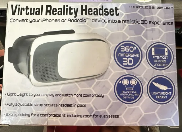 NIB Virtual  Reality Headset, Wireless Gear Model G0391,3D Experience