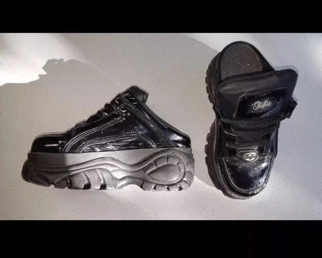 BLACK PATENT BUFFALO Shoes Boots Platforms Size 90s