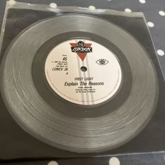 First Light  - Explain The Reasons - Rare Clear Vinyl Single 1983