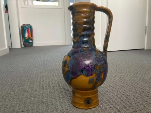 Large Beautiful Unusual Roth West Germany Pottery Lava Vase Retro 1970'S