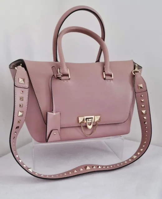 Valentino Garavani £2095 Rockstud Demilune Mauve Pink Leather Bag
