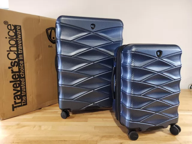 2 Piece Traveler's Choice Granville II BLUE Luggage Travel Set Carryon 23" & 30"