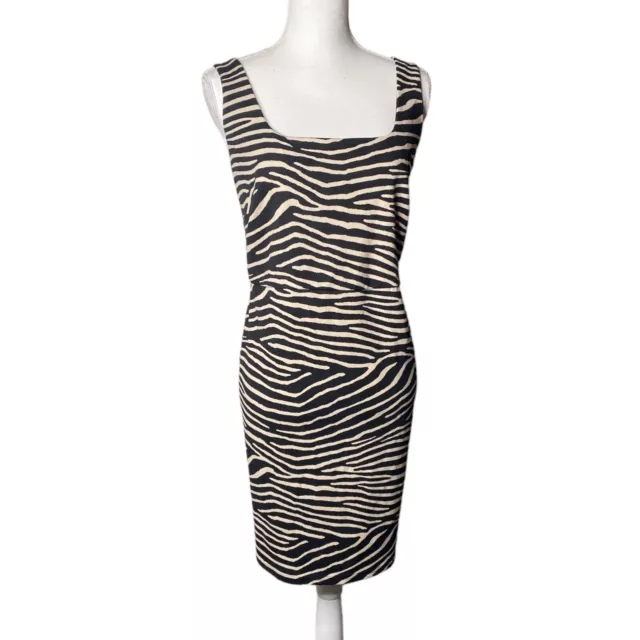 H & M Womens SZ XL Sheath Dress Abstract Sleeveless Square Neck Zebra Stretch