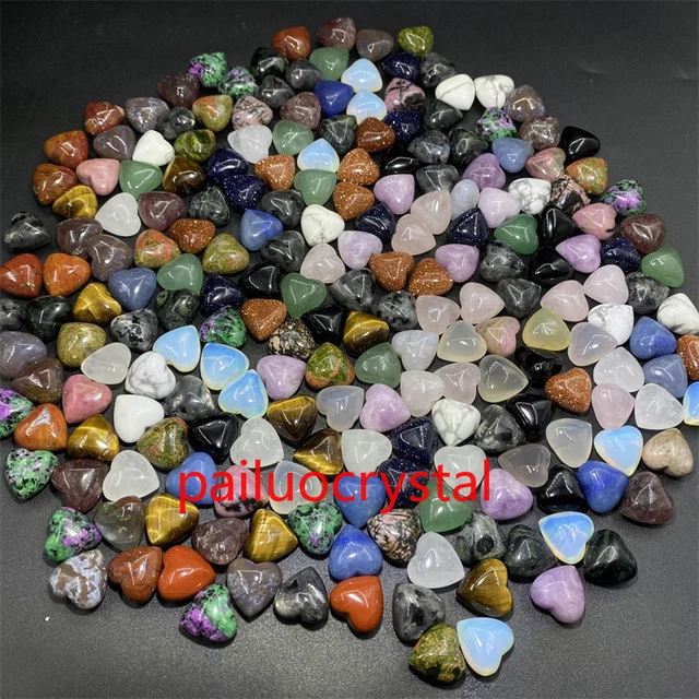 50pcs Wholesale Natural Mixed Mini Heart Skull Quartz Crystal Pendant Reiki Gem