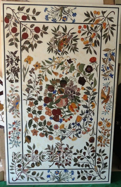 48x72 Inches Rectangle Marble Dining Table Top Pietra Dura Art Patio Sofa Table