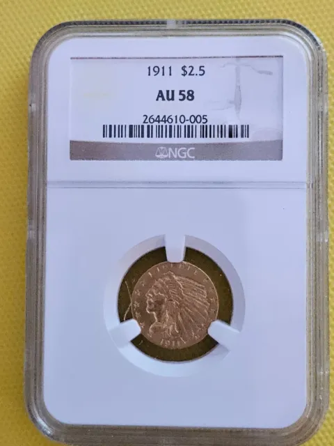 1911 Gold Quarter Eagle  - Indian  NGC AU58