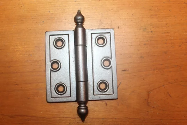 3-1/2" X 3-1/2" Antique Acorn? Tipped Cast Iron Victorian Eastlake Hinge E-48