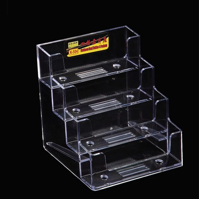 Lot De 2 Présentoirs à Cartes De Visite En Acrylique Transparent - Bordure Dorée - Pour Bureau, Réception, Salon Professionnel