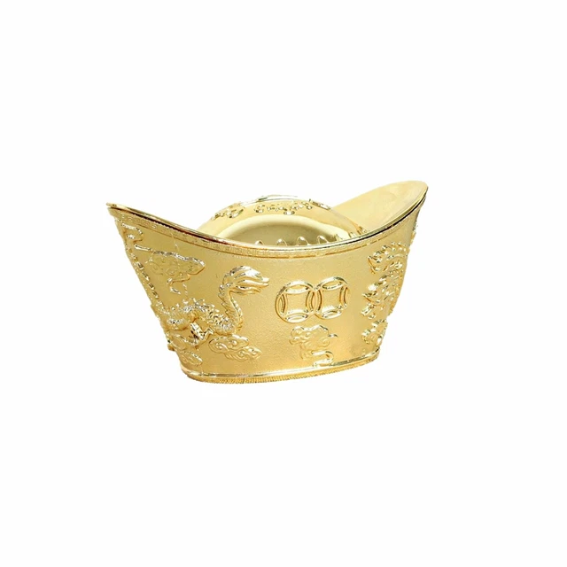 Small Feng Shui Gold Ingot Ornament for Wealth - Attract Fortune & Prosperity