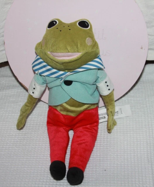 doudou Peluche IKEA GRENOUILLE VERT VESTE BLEU PANTALON ROUGE TOSIG 37 cm NEUF