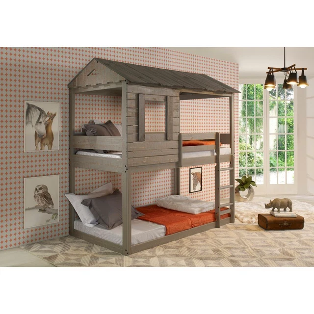 ACME Furniture Darlene Twin/Twin Bunk Bed, Rustic Gray 38140