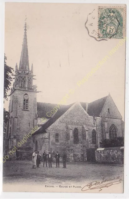 CPA 60530 ERCUIS Eglise et Place Animée  Edit BREGER ca1903