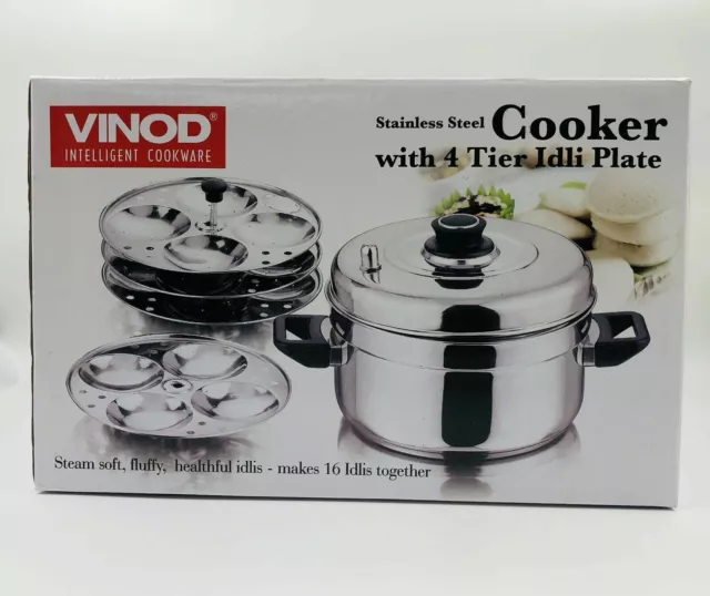 Vinod Stainless Steel Cooker With 4 Tiers Idli Maker Plates