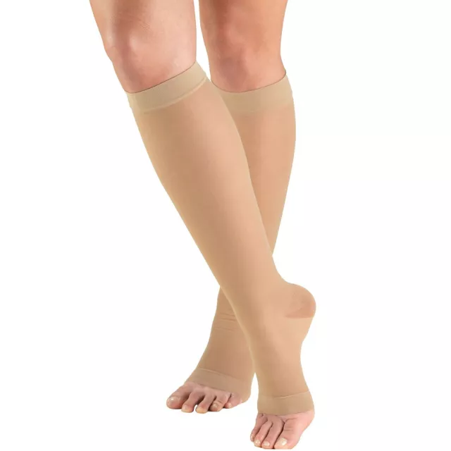 Truform Women's Stockings Knee High Sheer Open Toe: 15-20 mmHg M NUDE (1772ND-M)