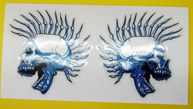 Cafe per Moto Rat Chopper' Mohawk Argento Skull 'Adesivi Decal Metallico Ink
